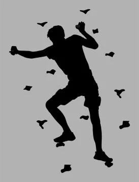 Man climbing vector silhouette, isolated on background Иллюстрация