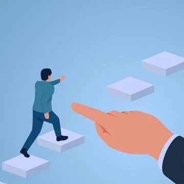 A man climbs a broken beam in the middle of the road and gets help from a f.. Stock Illustration