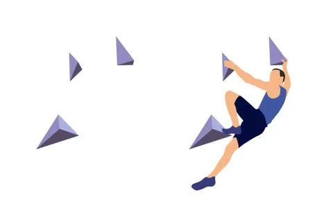 Man climbs climbing wall Stock Illustration