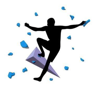 Man climbs climbing wall Illustrazione stock