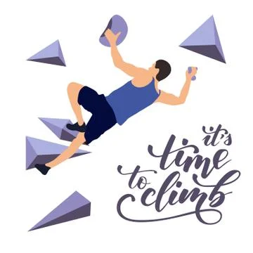 Man climbs climbing wall Stock Illustration