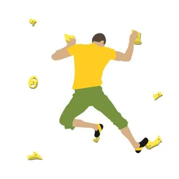 Man climbs climbing wall Stock Illustration