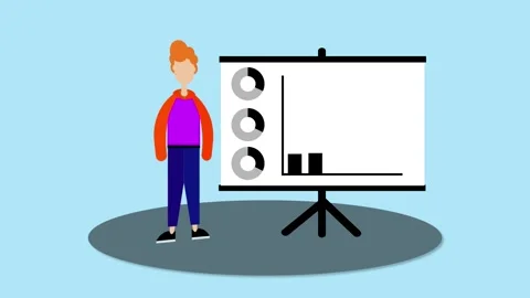 Man with clip broad graph icon animated on a colorful background. Stock Footage 275137720