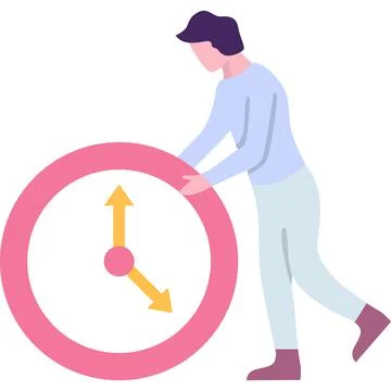 Man with clock vector deadline flat icon Stock Illustration