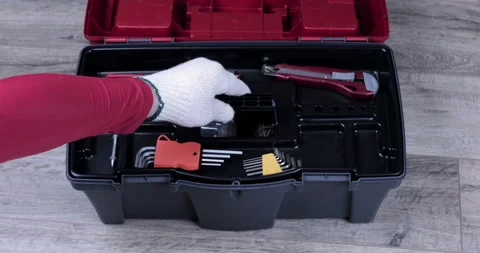Man closed the tool box 스톡 동영상 125973742