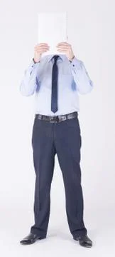 The man closes papers Stock Photos