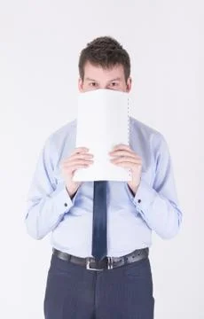 The man closes papers Stock Photos