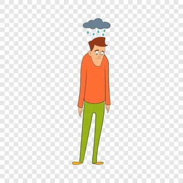 Man with cloud over head icon, cartoon style Stock Illustration