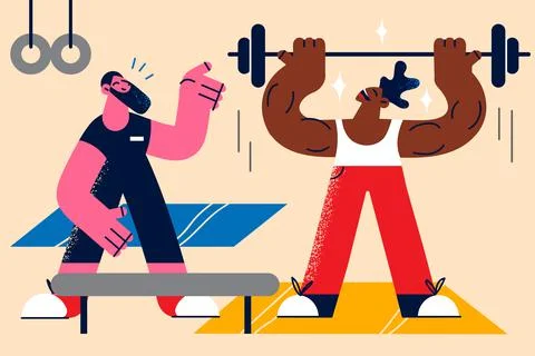 Man coach help client in gym Illustrazione stock