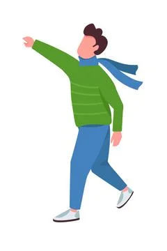 Man in coat gesturing semi flat color vector character Stock Illustration