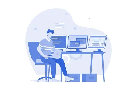 Man Coder Development Programming Computer Stock Illustration