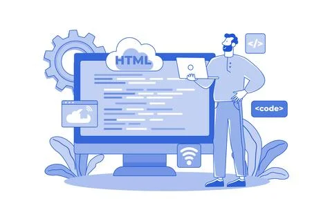 Man Coder Development Programming Computer Stock Illustration