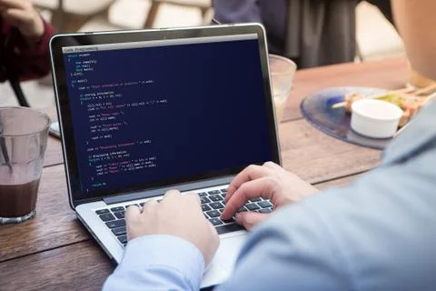 Man coding and programming for web development and web design concept  Stock Photos