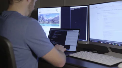 Man Coding Late at Night Stock Footage 208746071