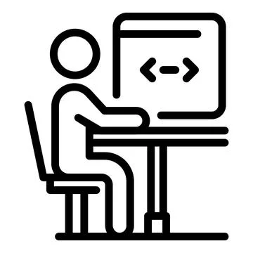 Man coding on PC icon, outline style Stockillustratie