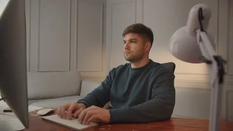 Man coding program code on laptop, development web, developer. Work from home Stock Footage 229718075