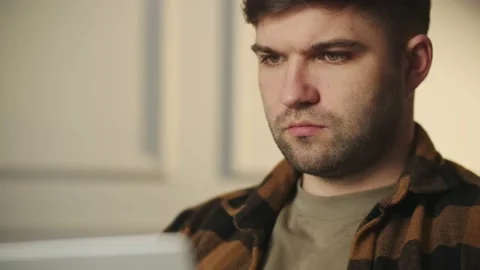 Man coding program code on laptop, development web, developer. Work from home Stock Footage 229718745