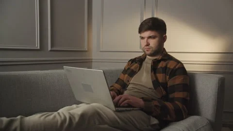 Man coding program code on laptop, development web, developer. Work from home Stock Footage 229718899