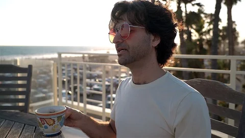 Man on Coffee Date Stock Footage 99480454