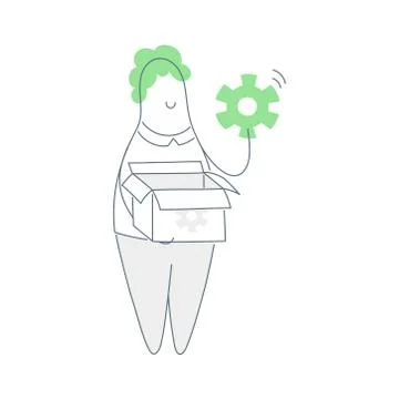 Man with the cogwheel Stock Illustration