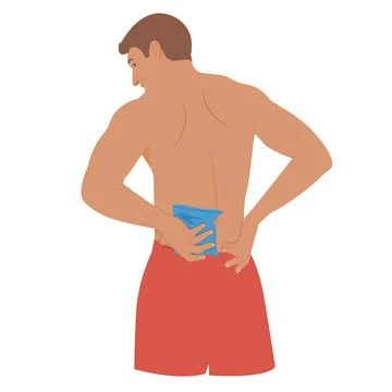 Man with cold pack on back Stock Illustration