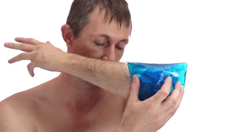 Man Cold Pack Elbow Front Flexing Stock Footage 46422361