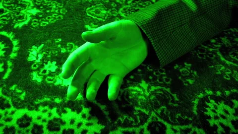Man Collapses In Alien Green Light Abduction Concept Stock Footage 347103423