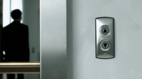 Man comes out of a modern elevator Video stock 51440228