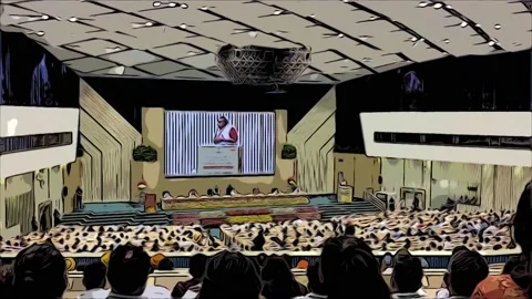 Man Comic function of the government of India in Vigyan Bhawan. A Conference  Stock Footage 199281072