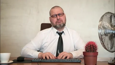 The man comically portrays the office clerk. Stock Footage 170412908