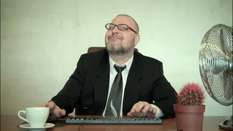 The man comically portrays the office clerk. Stock Footage 170759050