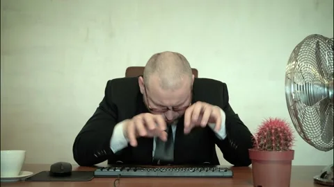 The man comically portrays the office clerk. Stock Footage 170997902