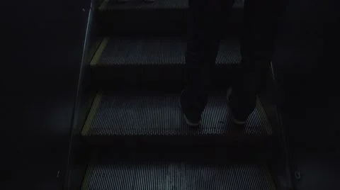 Man Coming Off From Escalator Stock Footage 64146458