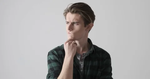 Man coming up with a solution to his problem Stock Footage 121230261