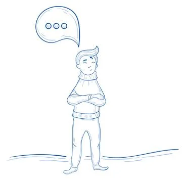 Man with comment icon, speech bubble icon with three dots, vector illustratio Stock Illustration
