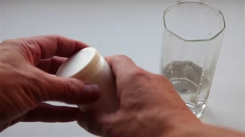 Man commits suicide pills. Point of View. Video stock 70162101