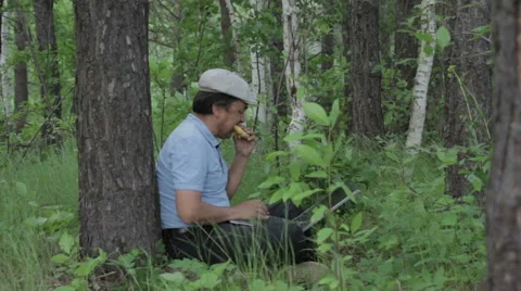 Man communicates via Skype Video stock 63845523