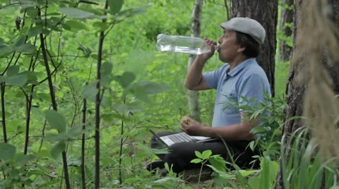 Man communicates via Skype Stock Footage 63854928