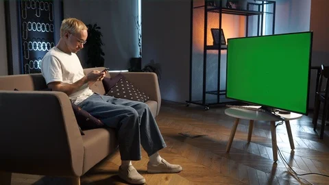 A man communicates by video call Stock Footage 129775620