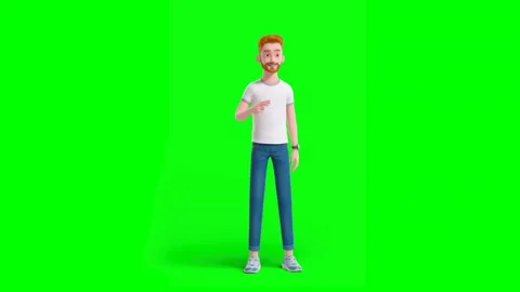 Man Communicating in Sign Language Standing on Green Background Stock Footage 329967504