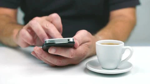 Man Communicating with a Smart-phone. Video stock 35182987