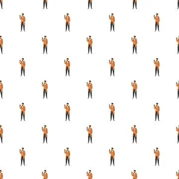 Man communicating using mobile technology in a repeating pattern Stock Illustration
