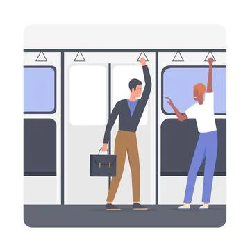 Man commuting to work standing in metro Stock Illustration