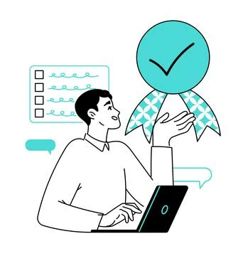 Man completed task. Successful well done work Illustrazione stock