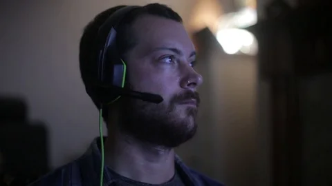 Man Completely Immersed In Online Video Games Stock Footage 76693439