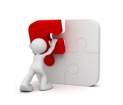 Man completing the puzzle concept   3d illustration Ilustración de archivo