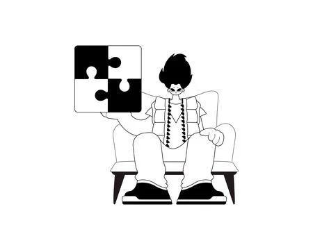 Man with a complicate in her handwrite . Trendy style, Vector Illustration Stock Illustration