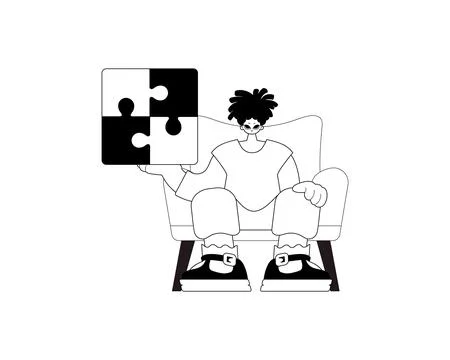 Man with a complicate in her handwrite . Trendy style, Vector Illustration Stock Illustration