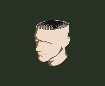 A man with a computer chip inside his head 스톡 일러스트