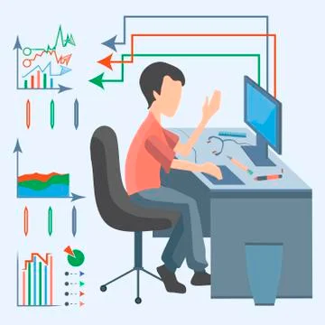 Man computer graphic Illustrazione stock